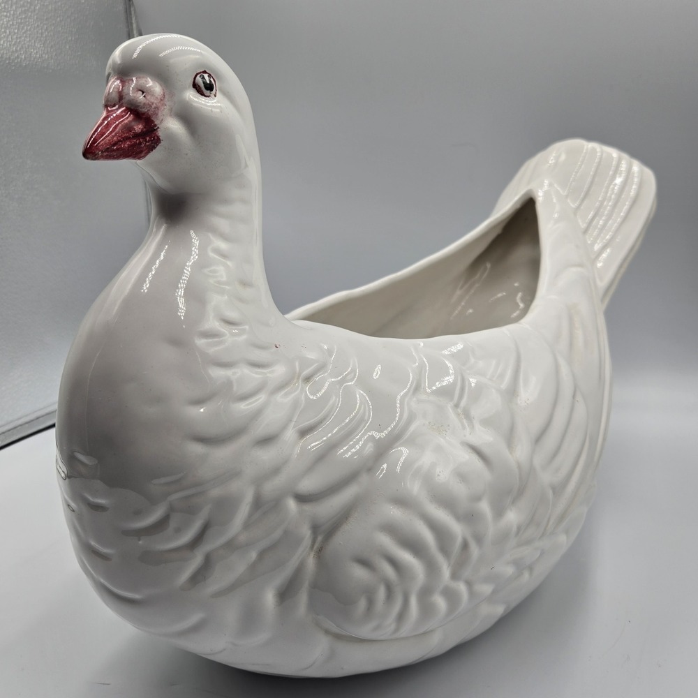 MCM Italian Centerpiece Planter‎ White Goose Duck Swan Gump's Rare VTG Cottageco